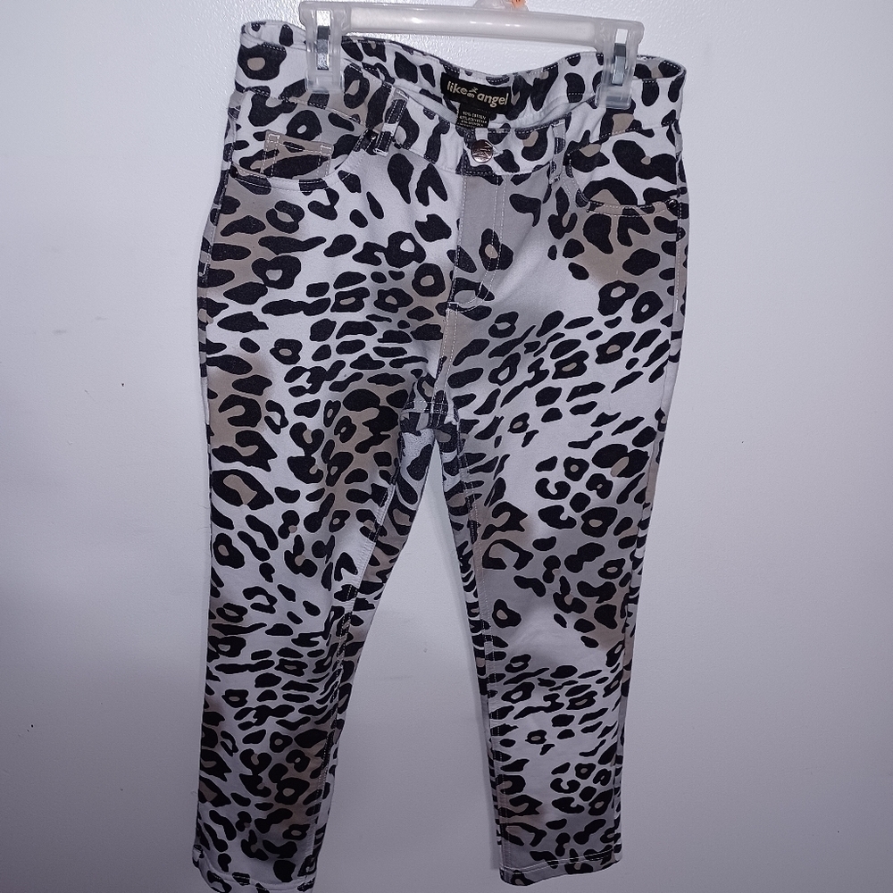 like an angel White & Black Leopard Print Skinny Pants